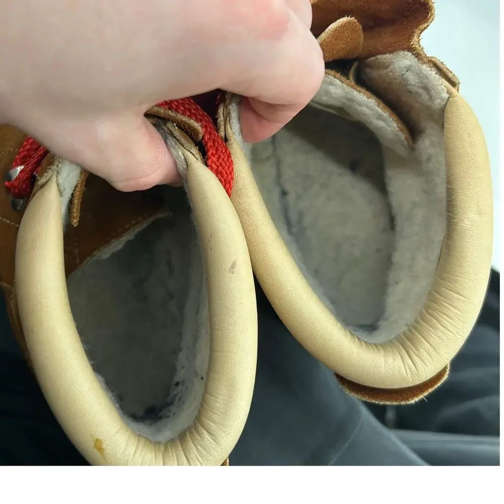 Vintage 70s Men's Brown Suede Mont Blanc Sherpa Lined Mountain Hiking Boots 13D - Picture 7 of 9